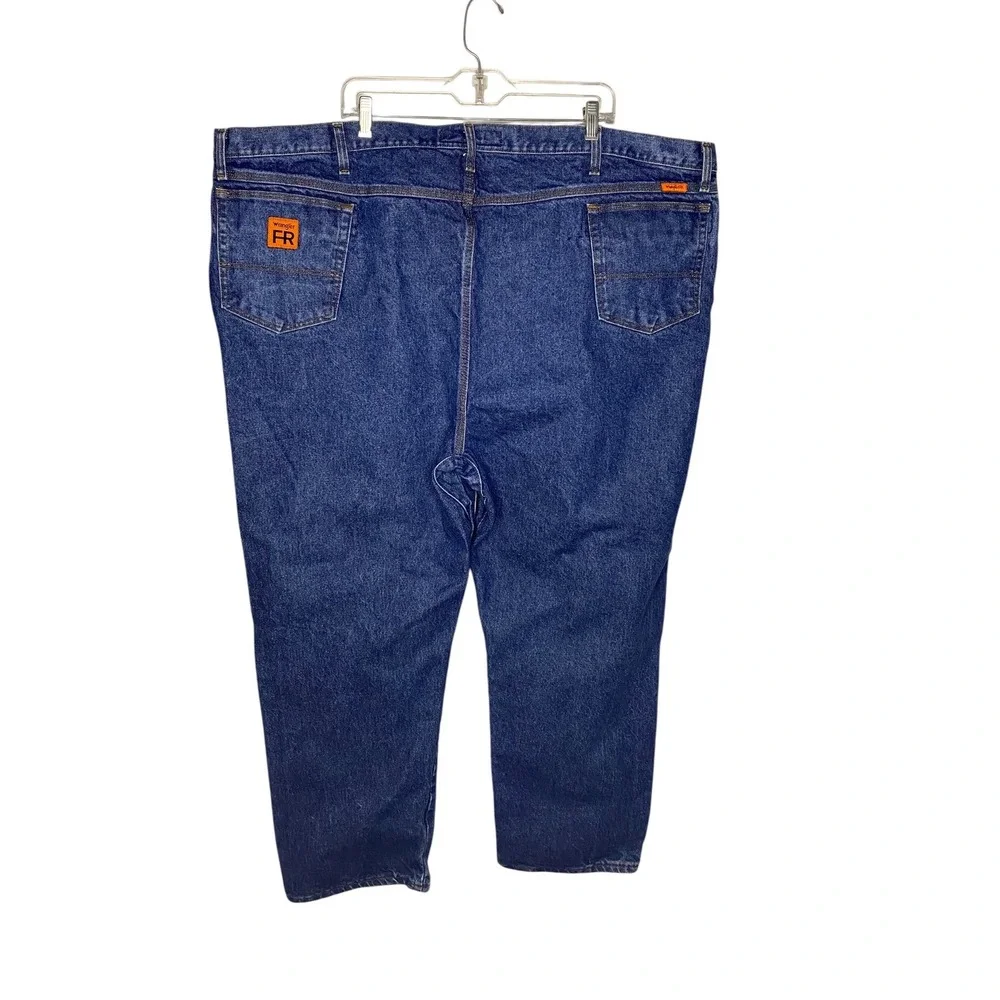 Wrangler FR Riggs Workwear Men Blue Straight Leg Flame Resistant Jeans 54x30
